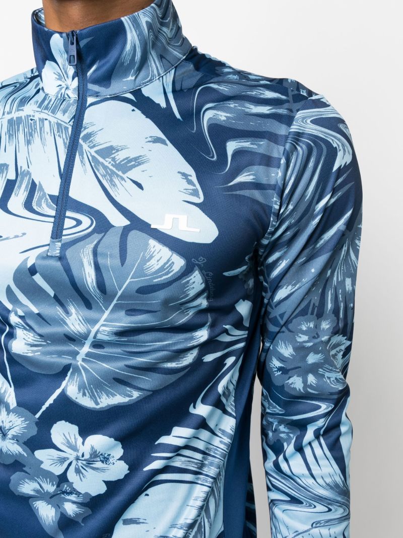 Blue Emanuel Hibiscus Bloom Golf Top