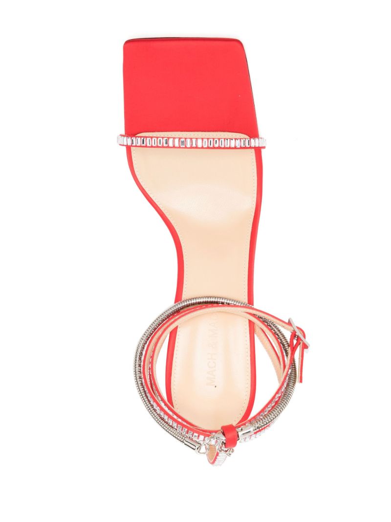 Red Crystal Heart 105 Satin Sandals