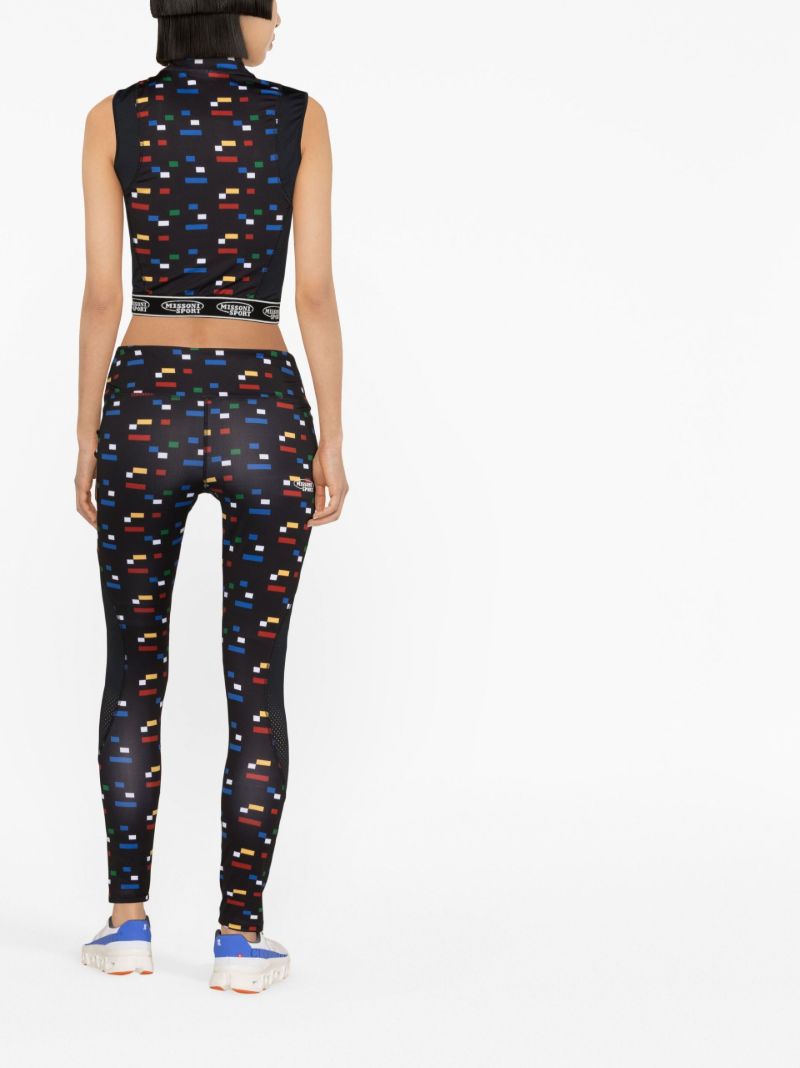 Black Abstract Print Crop Top
