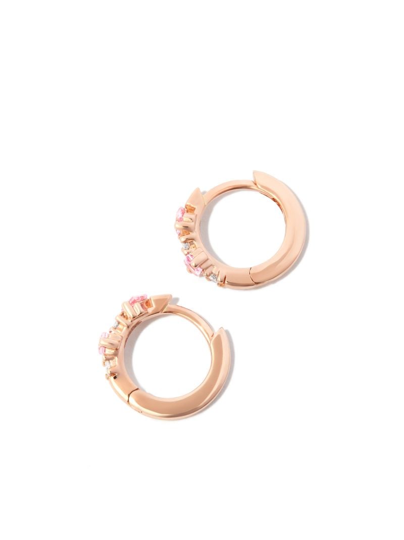 18k Rose Gold Princess Sapphire and Diamond Huggie Earrings