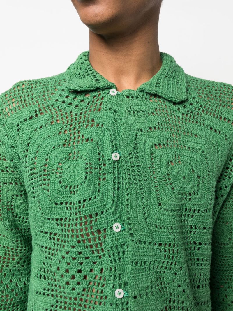 Green Crochet Cotton Shirt