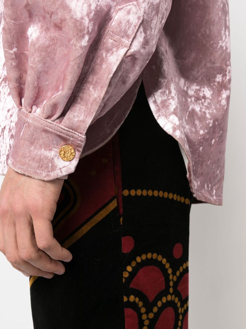 Pink Crushed Velvet Long Sleeve Shirt