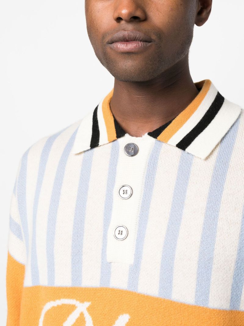 Neutral Logo Intarsia Knit Polo Shirt