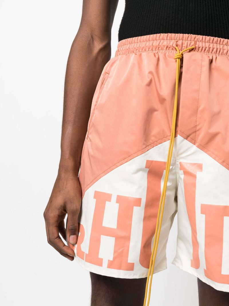 Orange Logo Print Track Shorts