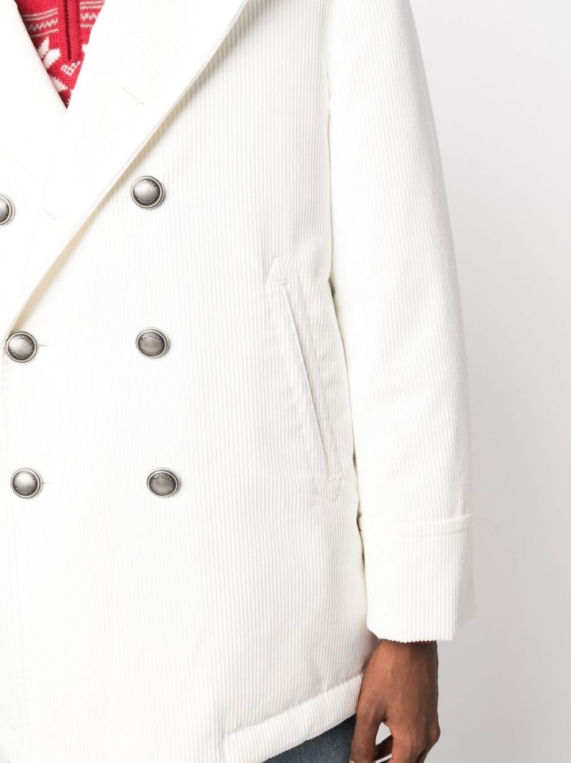 White Double-breasted Corduroy Coat