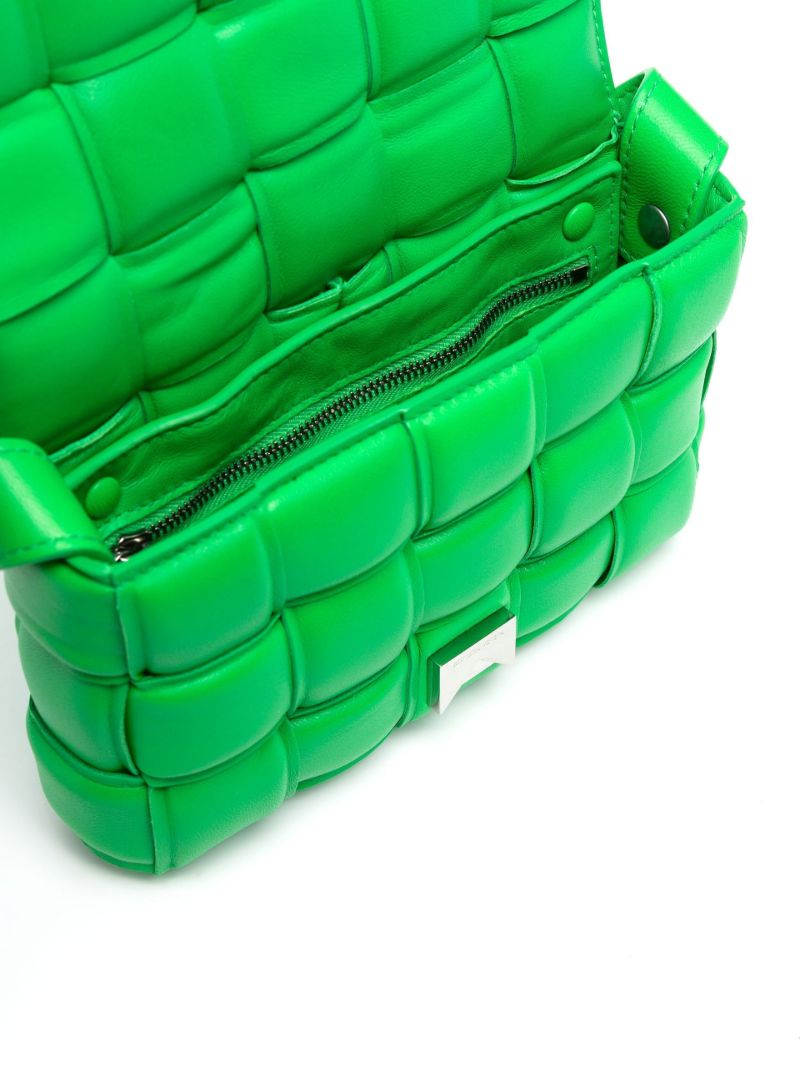 Green Padded Cassette Leather Cross Body Bag