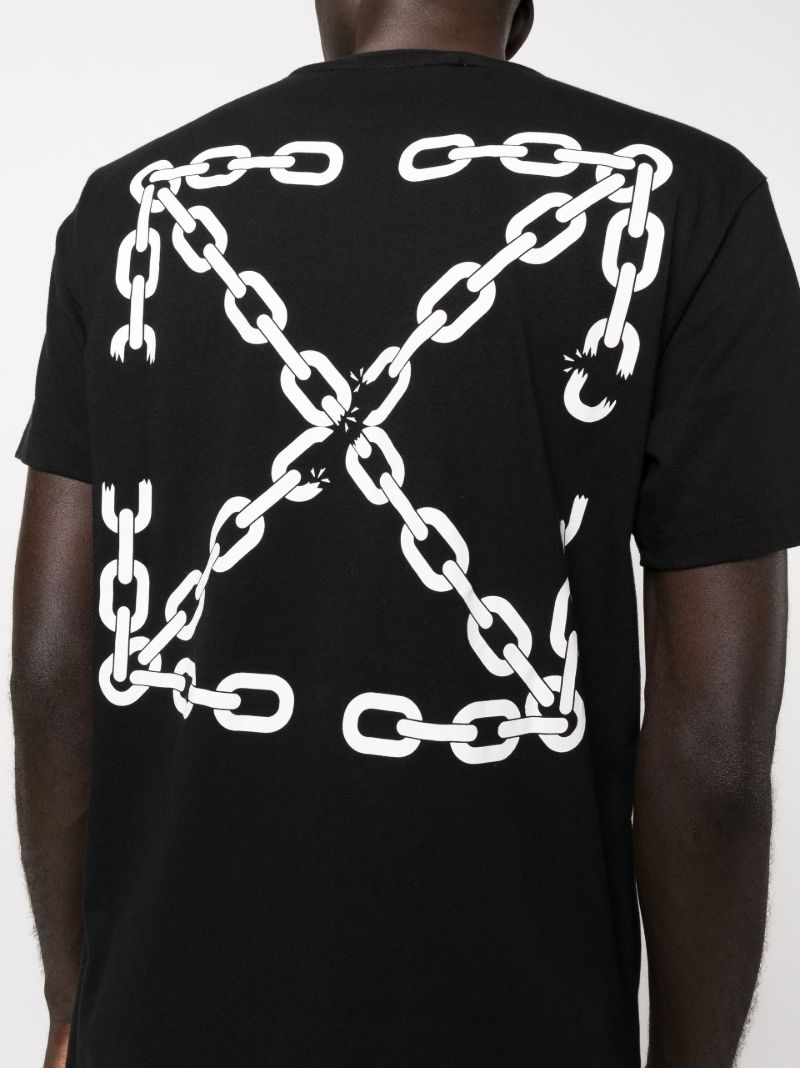 Black Chain Arrows Motif Cotton T-shirt