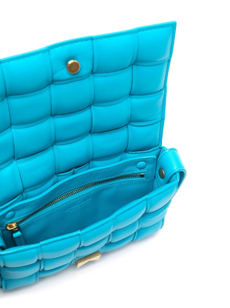 Blue Small Padded Cassette Leather Cross Body Bag