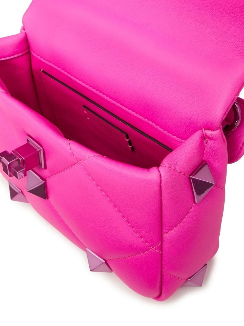 Pink Roman Stud Small Leather Shoulder Bag