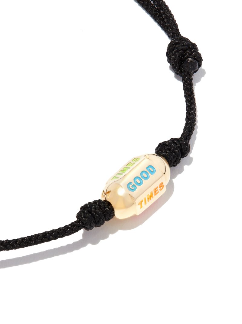 14k Yellow Gold Slogan Bolt Cord Bracelet
