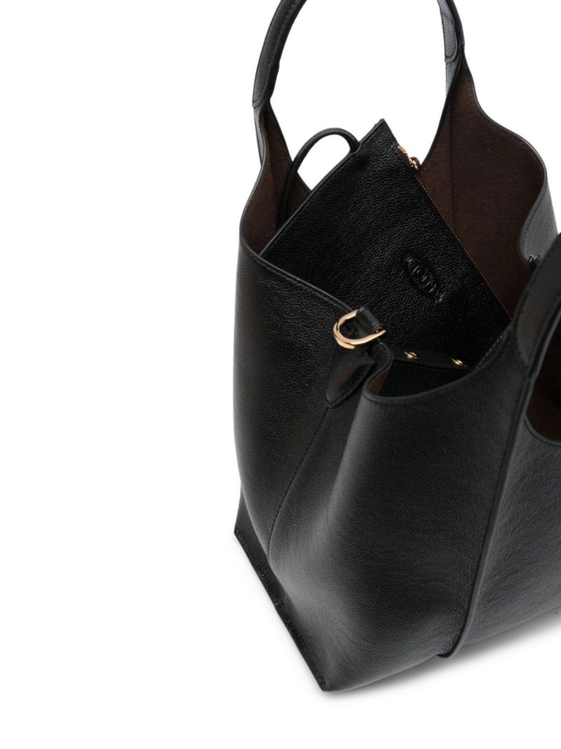 Black T Timeless Mini Leather Tote Bag