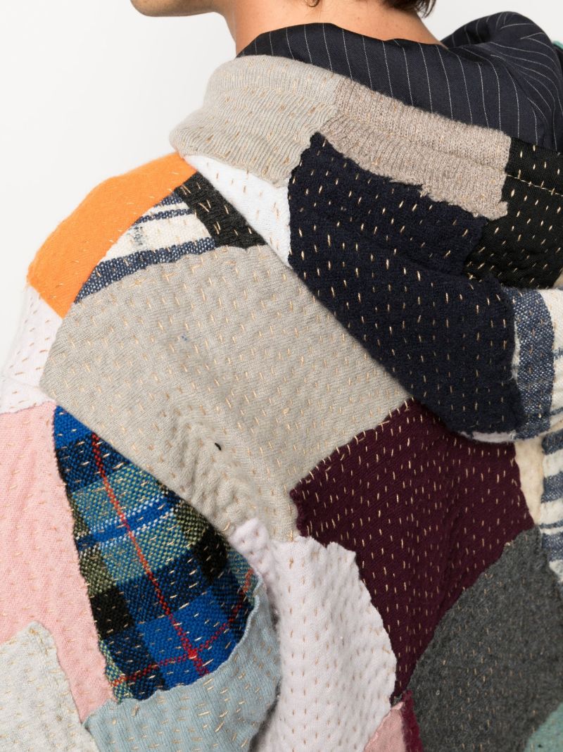 Blue Hayden Patchwork Wool Hoodie