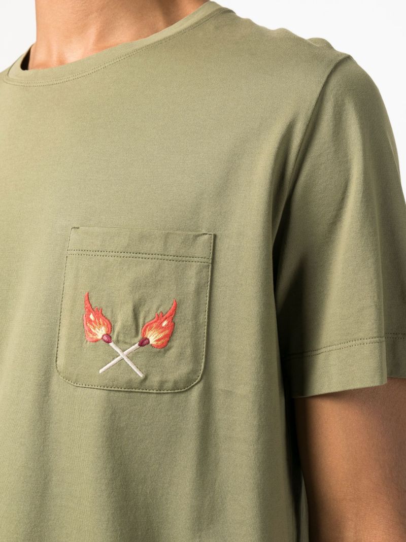 Green Embroidered Pocket T-shirt