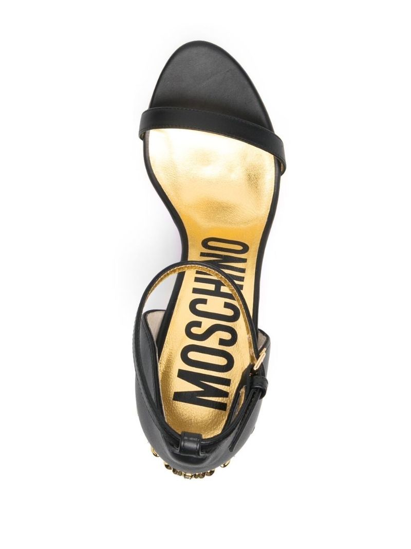 Black 90 Sculpted Heel Leather Sandals
