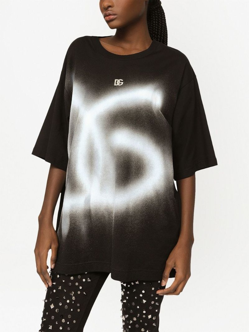 Black Logo Print Cotton T-shirt