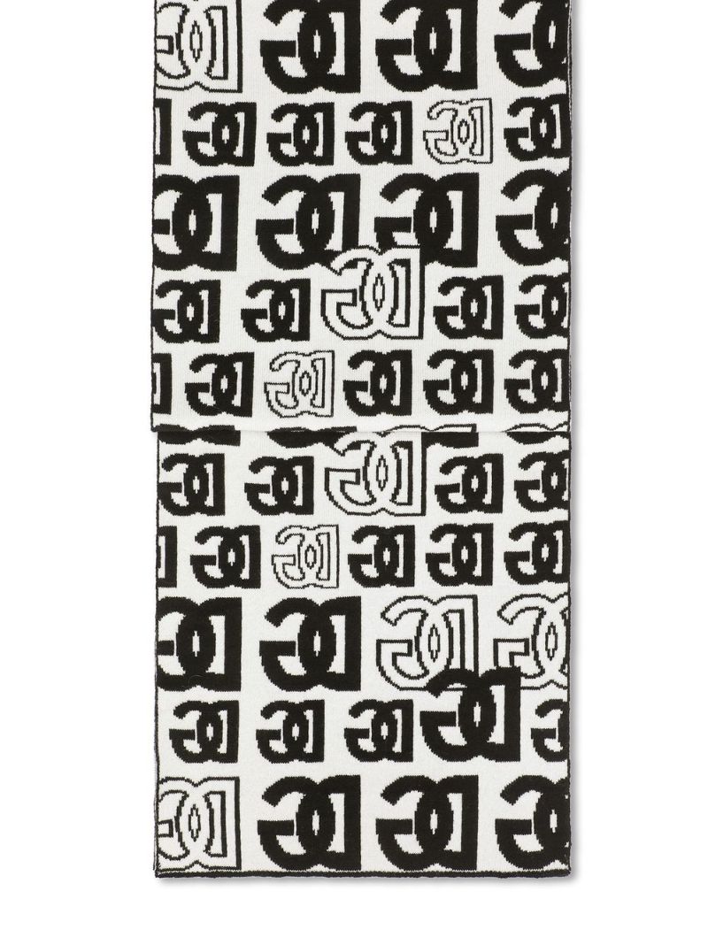 Black and White Logo Cashmere Scarf