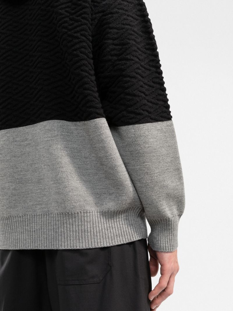 Black and Grey Logo Knitted Wool Hoodie