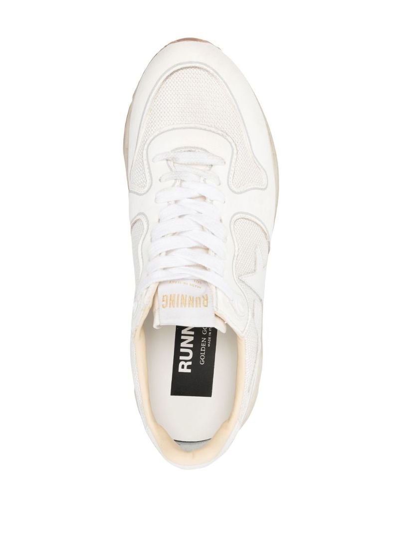 White Running Sole Leather Sneakers