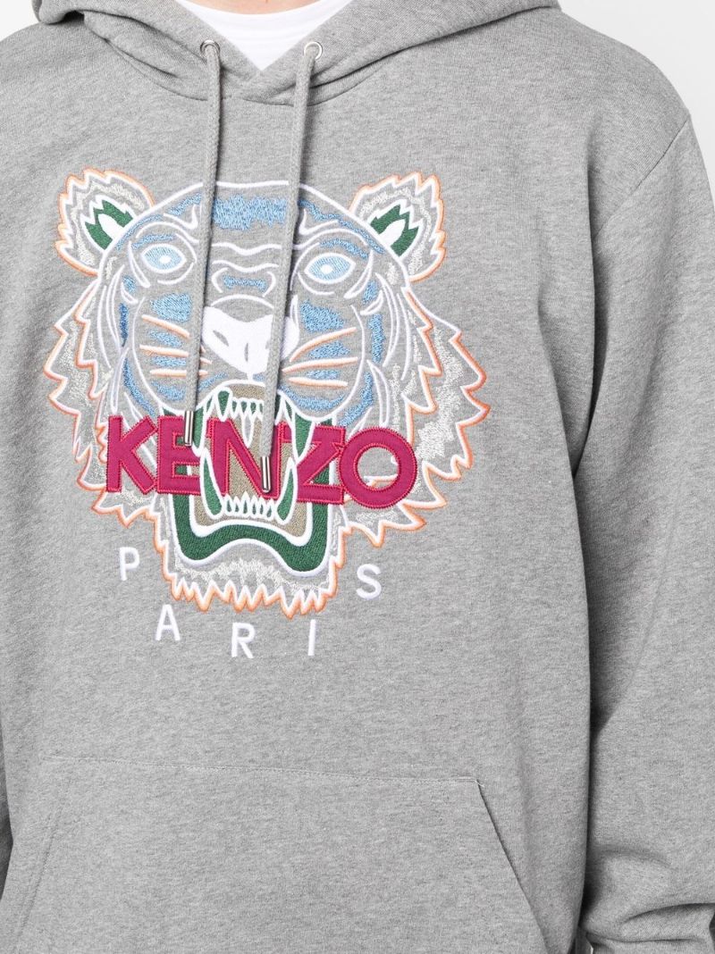 Grey Tiger Embroidered Hoodie