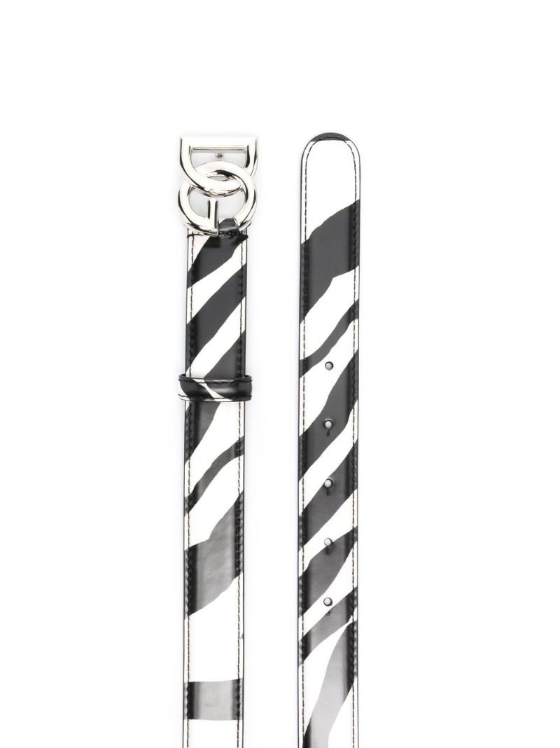 Black and White Zebra Leather Belt