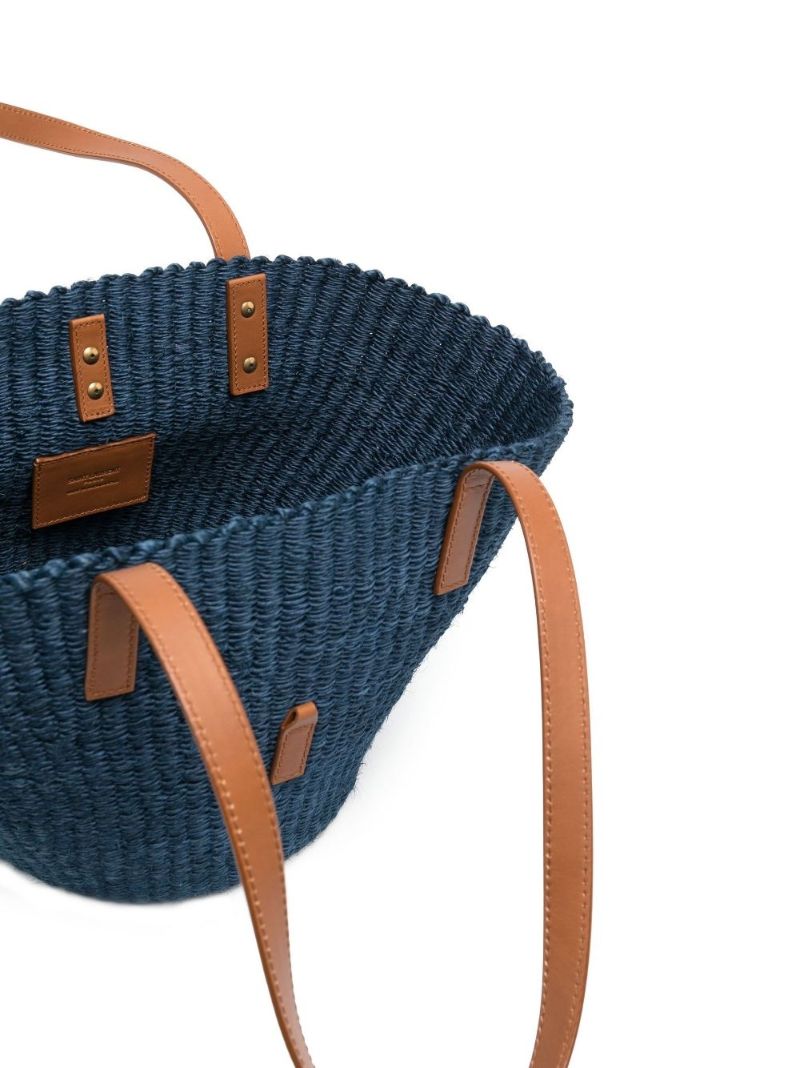 Blue Panier Small Raffia Tote Bag