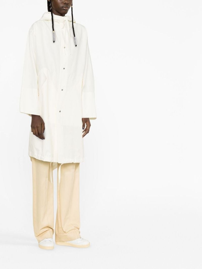 White Logo Print Hooded Parka
