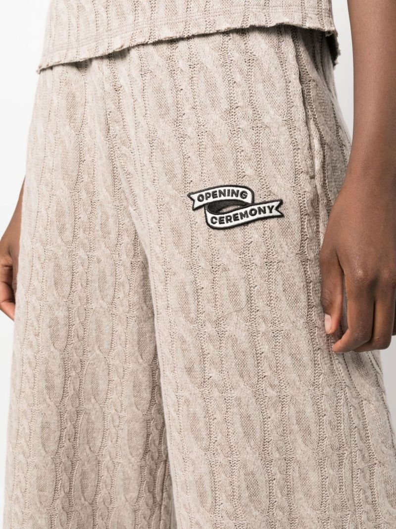 Neutral Flag Patch Cable Knit Trousers