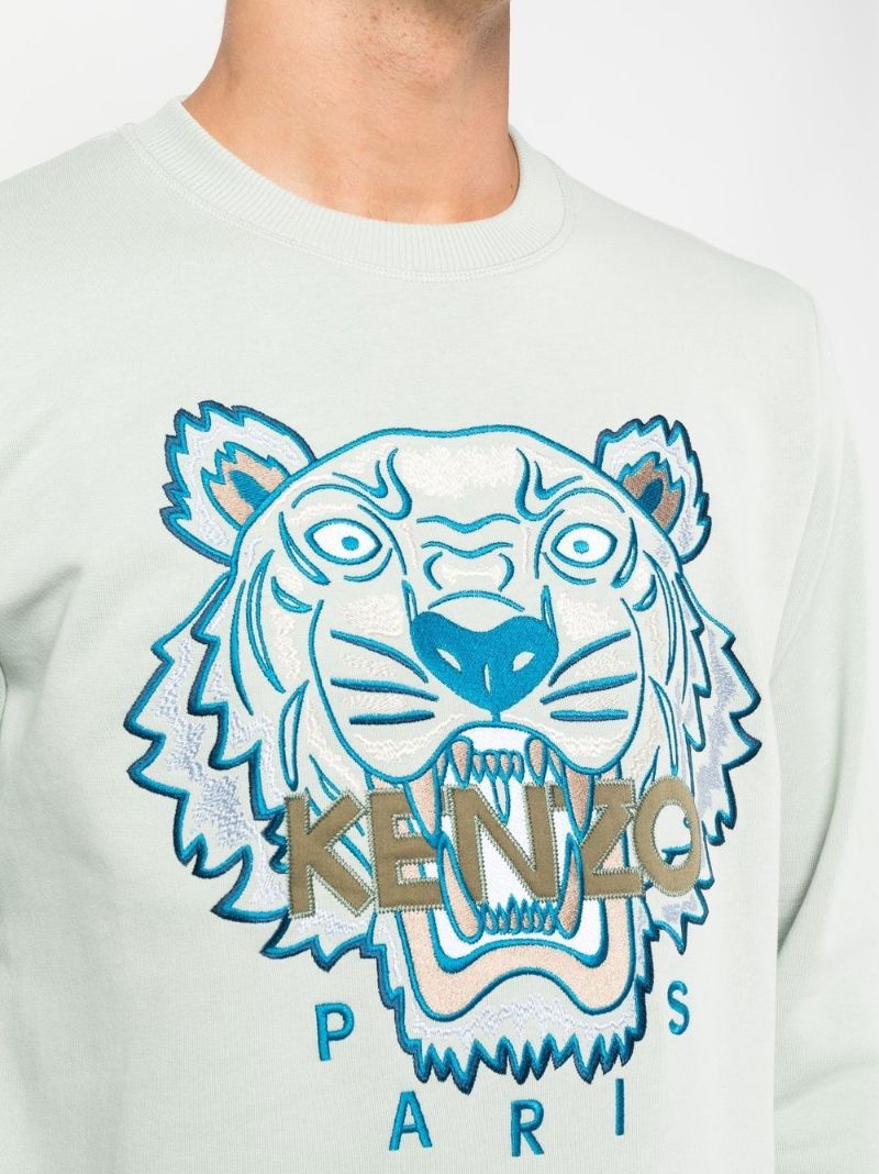 Green Tiger Head Embroidered Sweatshirt