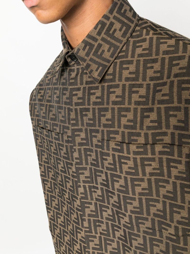 Brown Ff Logo Print Jacket
