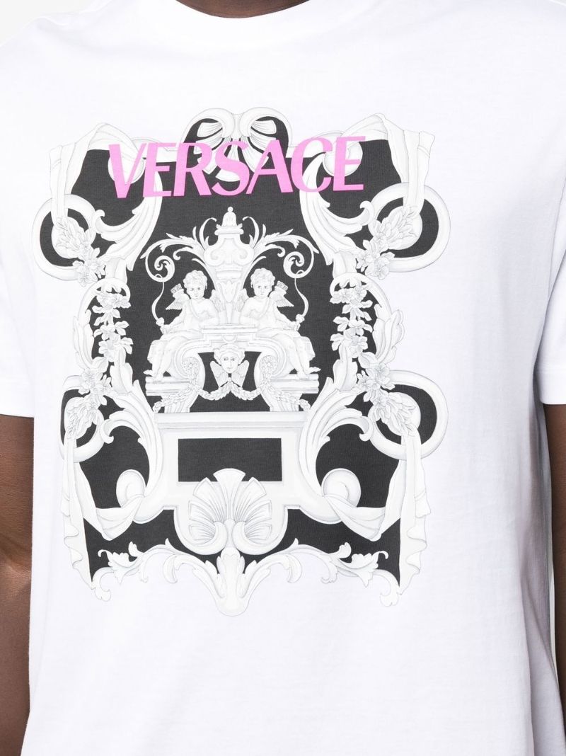 White Graphic Baroque Print T-shirt