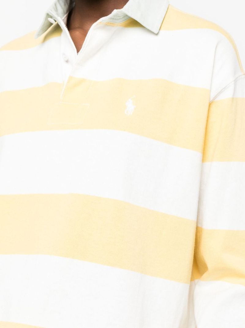 Yellow Logo Striped Cotton Rugby Shirt