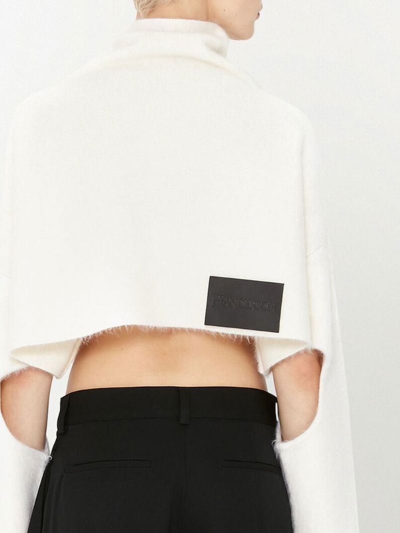 White Cut-out Cropped Jumper