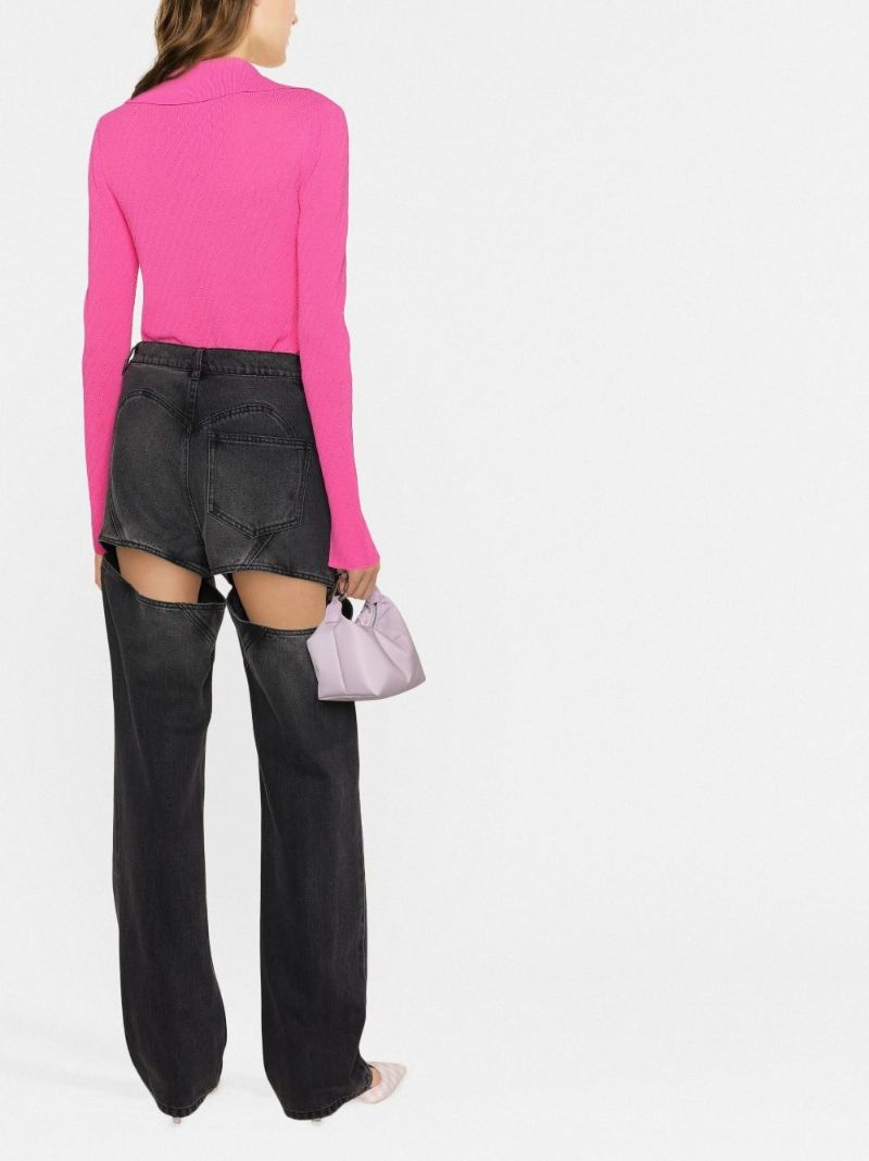 Black Crystal Studded Cut-out Jeans
