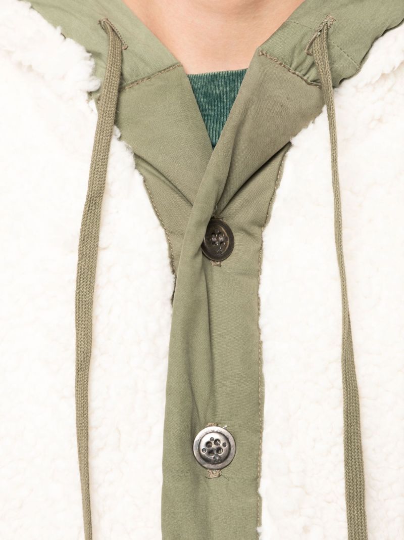 Neutral Faux Shearling Hooded Jacket