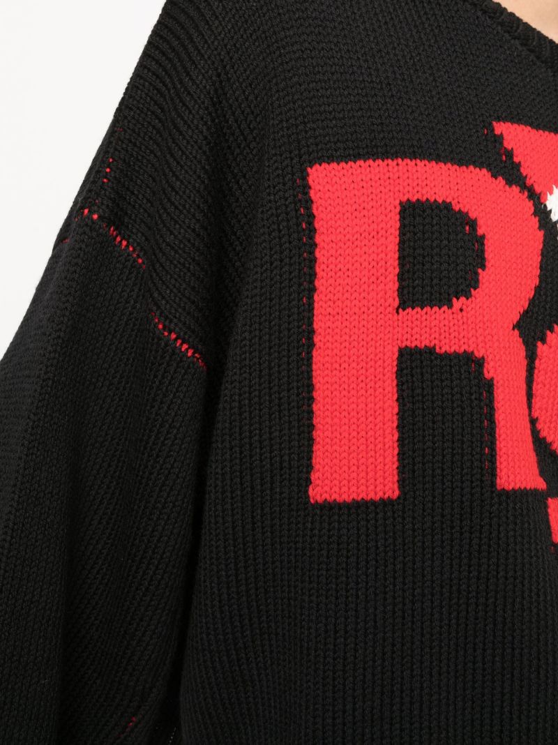 Black Logo Jacquard Merino Wool Sweater