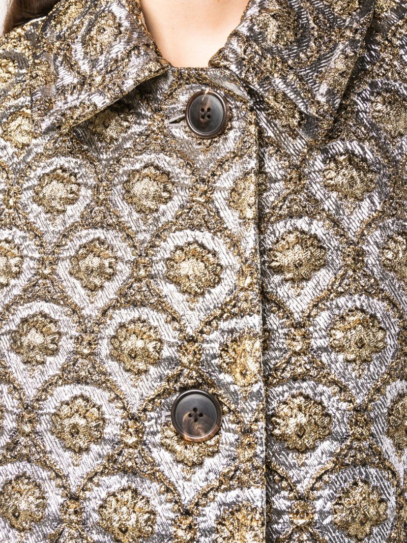 Silver-tone Patterned Jacquard Coat