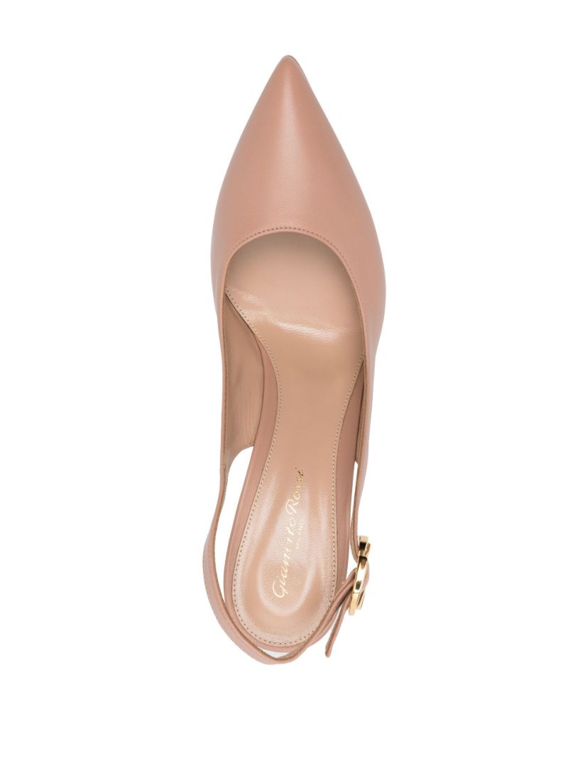 Pink Leather Slingback Pumps