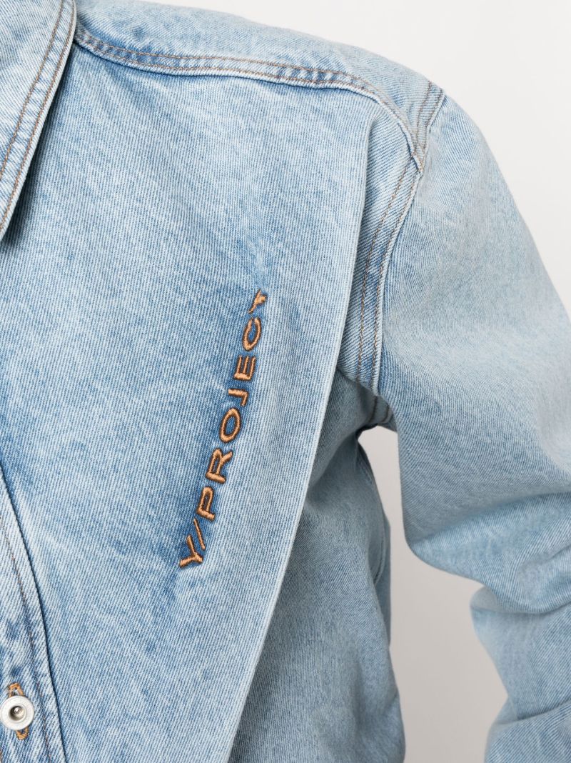 Blue Pinched Logo Denim Shirt