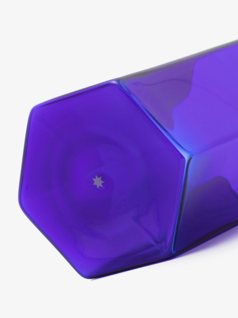 Blue Coucou Hexagonal Glass Vase