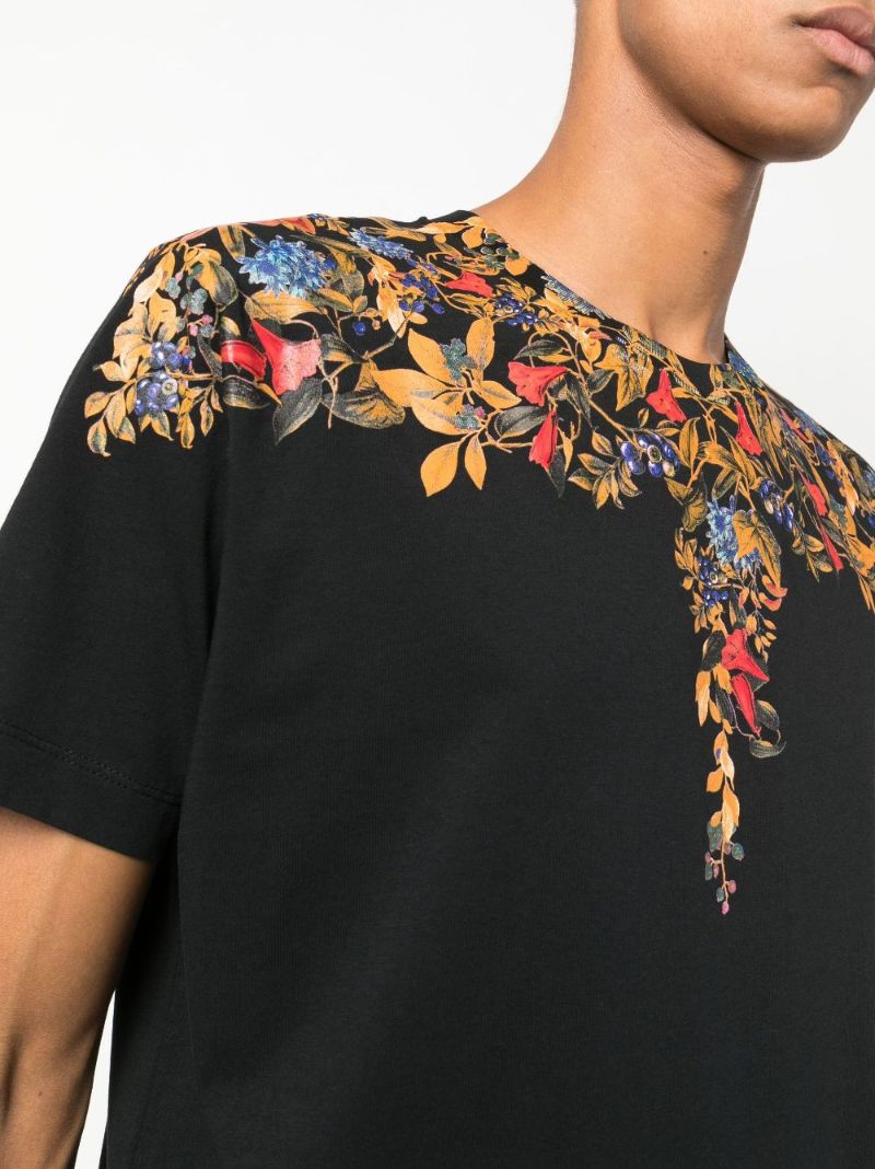 Black Floral Wings Cotton T-shirt