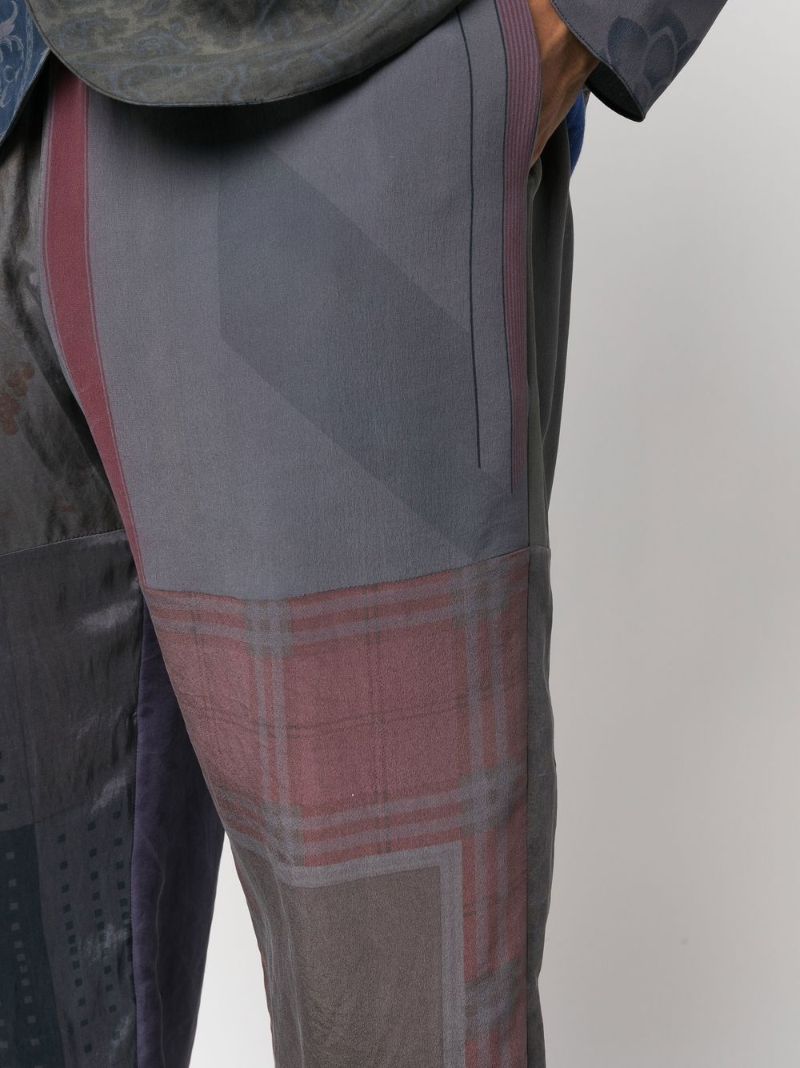Grey Arthropoda Patchwork Silk Track Pants