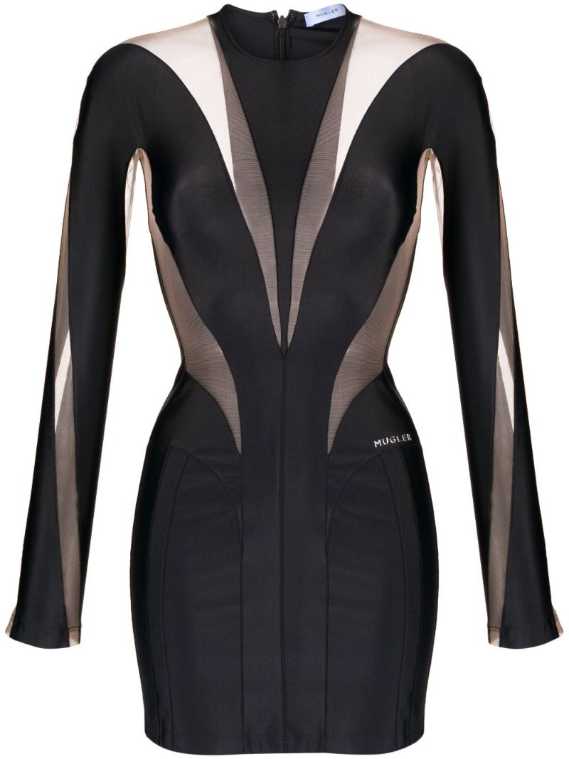 Black Illusion Sheer Panelled Mini Dress