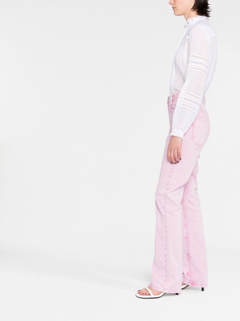 Pink Panelled Flared Jeans