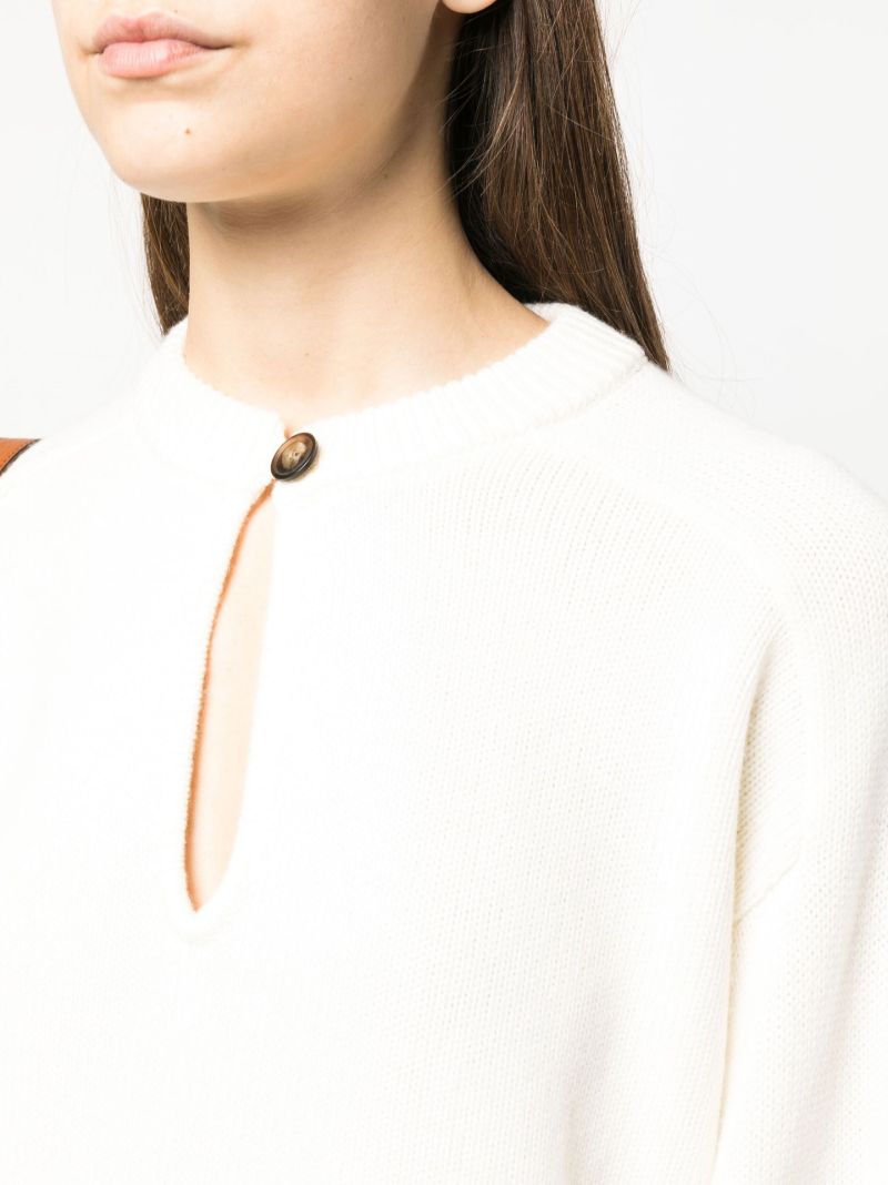 White Beas Button-front Wool Sweater
