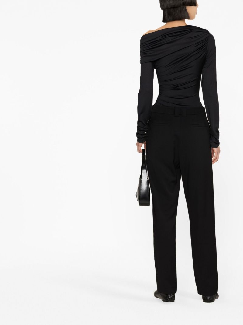 Black Tapered Wool Trousers