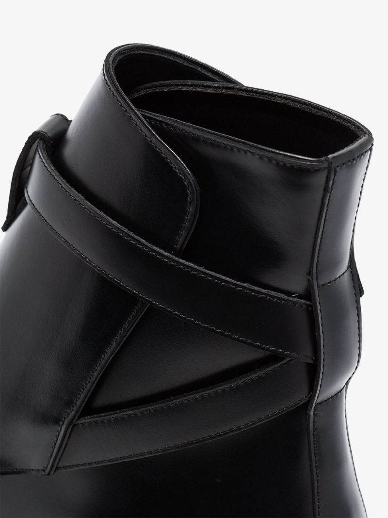 Black Wyatt Leather Ankle Boots