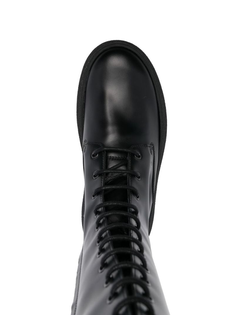 Black W.g. Lace Up Knee Boots