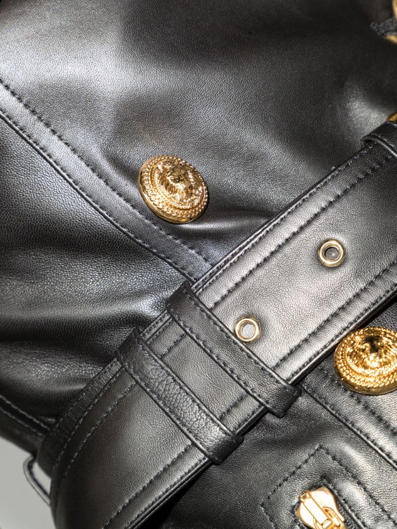 Black Belted Leather Trench Coat