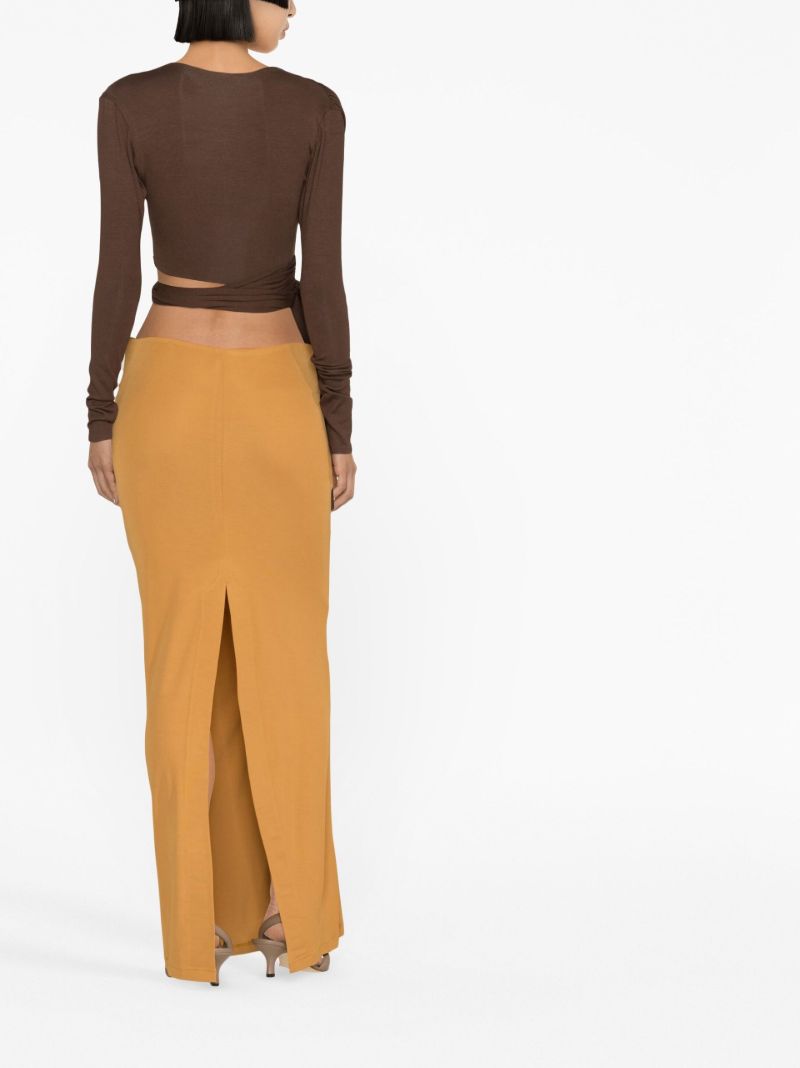 Gold Tone Sculpted Strap Maxi Skirt