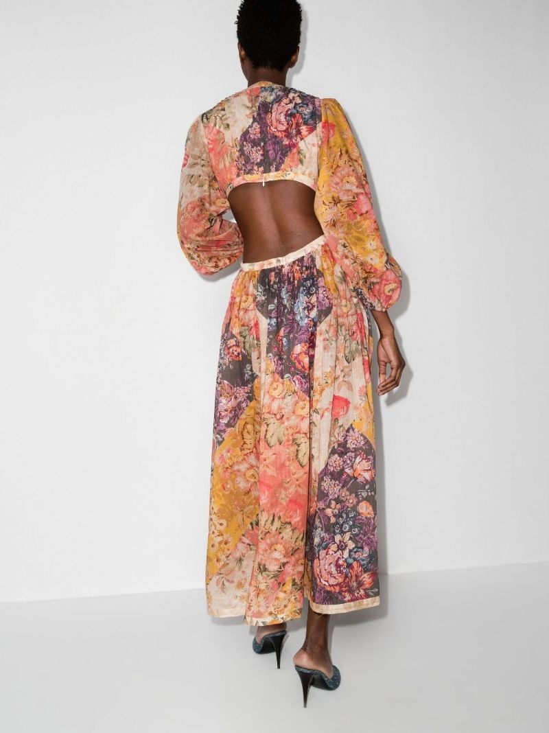 Orange Patti Floral Print Maxi Dress